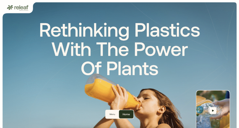 Minimalistisch design met karakter op de website van Releaf