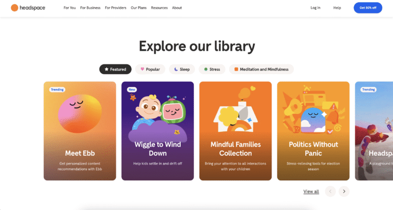 Headspace zorgt ervoor dat de website voor iedere leeftijd te gebruiken is