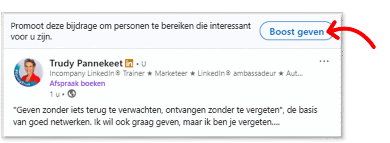 LinkedIn test momenteel een Boost-knop