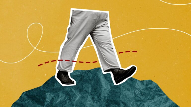 Benen die een route lopen. Illustratie