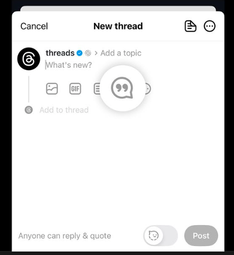 De quote-functie op Threads