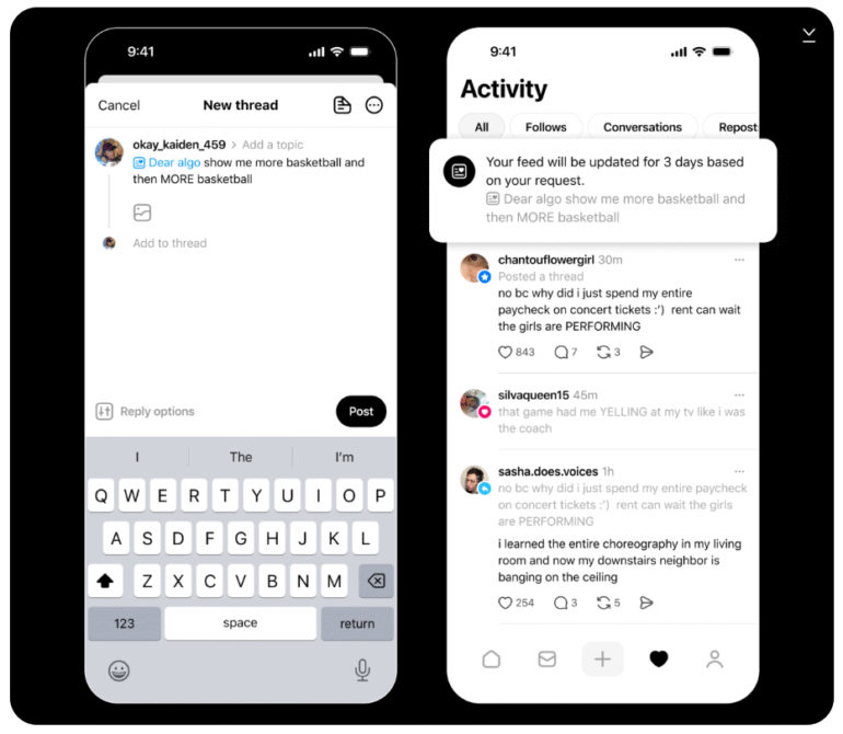 Dear Algo-functie op Threads