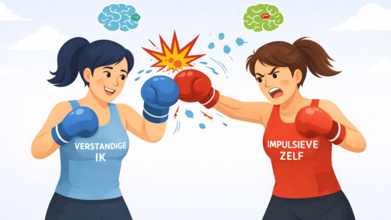Boksende vrouwen met "impulsieve ik" en "zelfstandige ik"