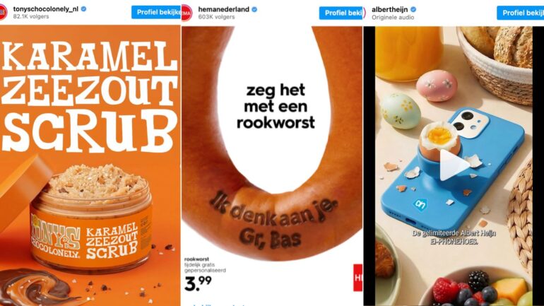 1 april-grappen 2026 Hema, Albert Heijn en Tony's Chocolonely.