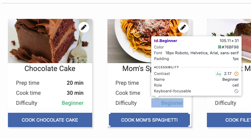 De Dev Tools van Chrome heeft ook een contrast functie