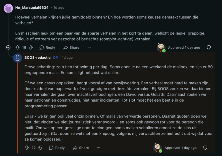 Screenshot BOOS-redactie