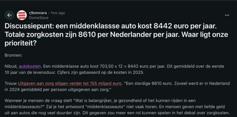 Discussie over autokosten BNNVARA