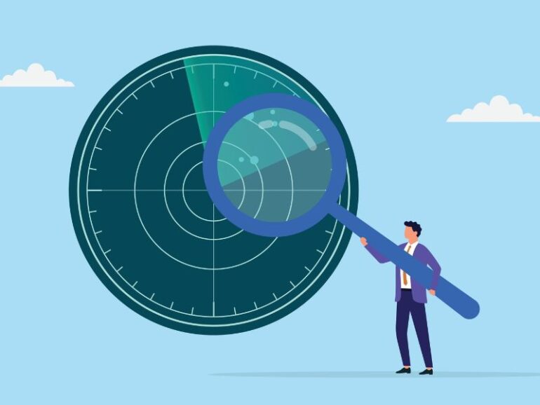 Een radar met een vergrootglas