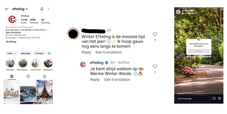 Instagram-account van de Efteling