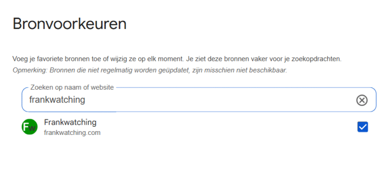 Bronvoorkeuren in Google