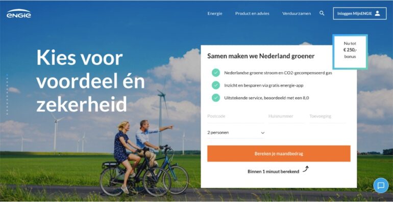 Voorbeeld goede homepage (van Engie)