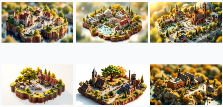 6 AI-gegenereerde afbeeldingen van dorpsgezichten