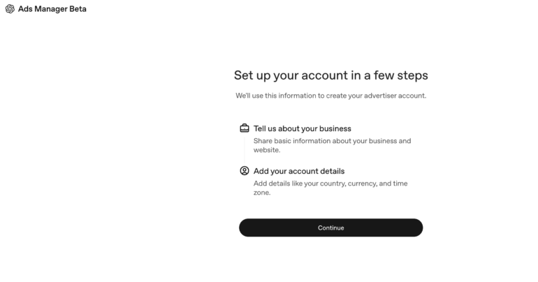 Open AI Ads Manager Beta