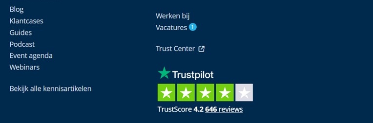 voorbeeld trust center in Footer