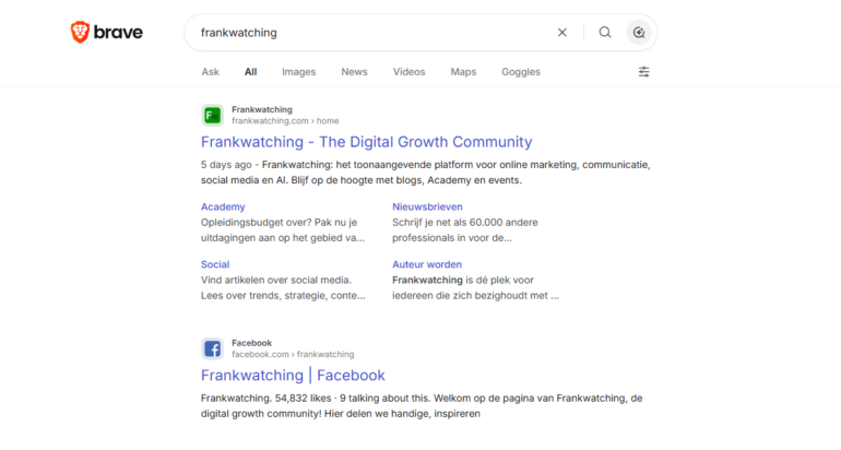 De Submit URL-tool van Brave
