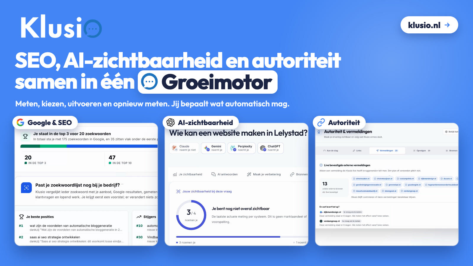 Klusio brengt SEO, AI-zichtbaarheid en autoriteit samen in één Groeimotor