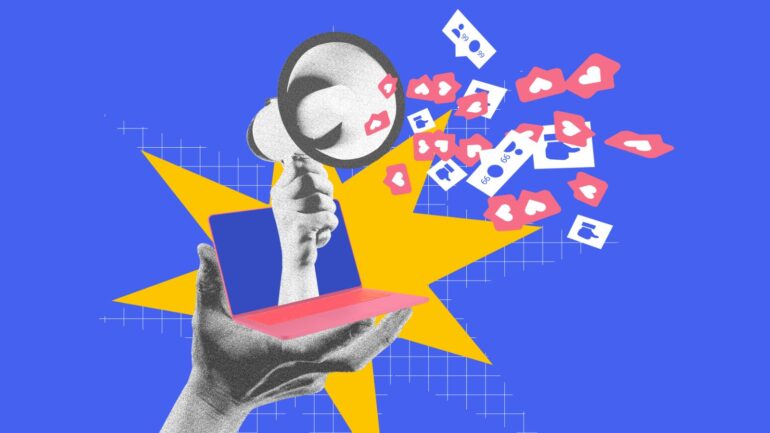 Een hand die een megafoon vasthoudt: het omroepen van nieuwe trends